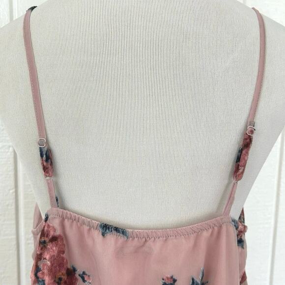 American Eagle Women Sleeveless Mini Pink Slip Dress Fairy Coquette Roses Medium - Picture 8 of 10